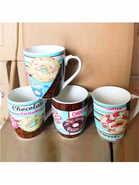 Donut Print Mug Cup Set (4ps)